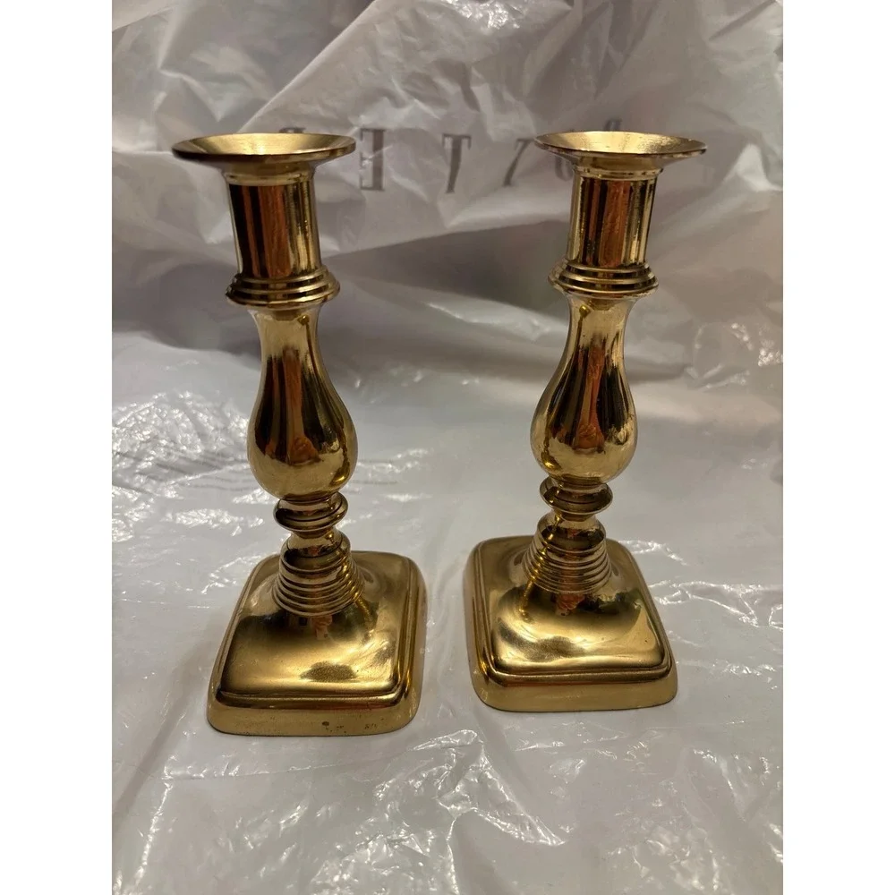 Set Of VTG 7'' Brass Candle Holders Statement Piece Shelf Decor Table Decor MCM